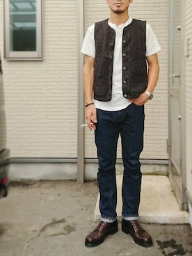 「Power House（パワーハウス）のアイテム」を使った、sawaさん（メンズ・172cm）の秋コーディネート