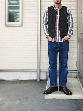 「Power House（パワーハウス）のアイテム」を使った、sawaさん（メンズ・172cm）の秋コーディネート