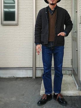 「Buzz Rickson's（バズリクソンズ）のアイテム（ベスト）」を使った、sawaさん（メンズ・172cm）の秋コーディネート