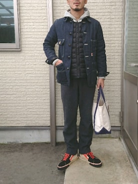 「2018マイベストコーデ」｜「アイテム（カバーオール）」を使った、sawaさん（メンズ・172cm）の冬コーディネート