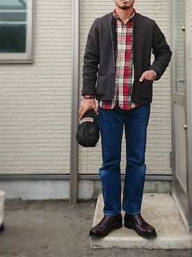 「BIG YANK（ビッグヤンク）のアイテム」を使った、sawaさん（メンズ・172cm）の冬コーディネート