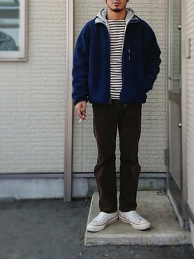 「レイヤードstyle」｜「アイテム（その他アウター）」を使った、sawaさん（メンズ・172cm）の冬コーディネート