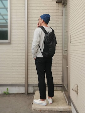 「northface（ノースフェイス）のアイテム（バックパック/リュック）」を使った、sawaさん（メンズ・172cm）の春コーディネート