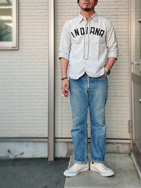 「RRL（ダブル アール エル）のアイテム（ニットキャップ/ビーニー）」を使った、sawaさん（メンズ・172cm）の春コーディネート