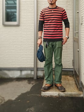 「東洋エンタープライズ（トーヨーエンタープライズ）のアイテム（帽子）」を使った、sawaさん（メンズ・172cm）の夏コーディネート