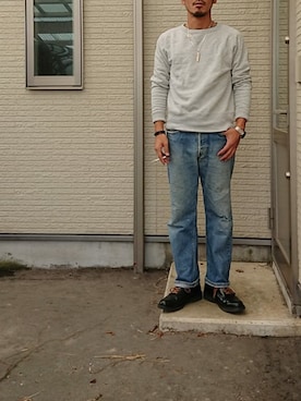 「Champion（チャンピオン）のアイテム」を使った、sawaさん（メンズ・172cm）の秋コーディネート