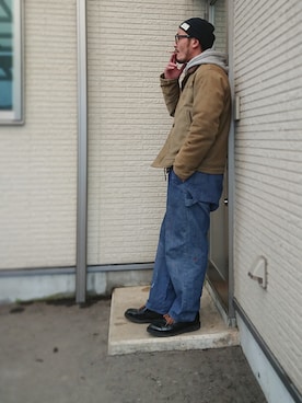 「RRL（ダブル アール エル）のアイテム（ニットキャップ/ビーニー）」を使った、sawaさん（メンズ・172cm）の冬コーディネート