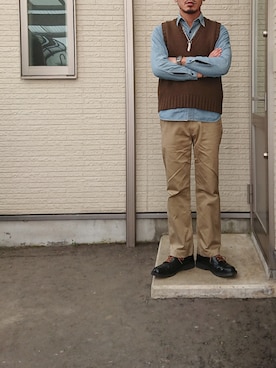 「Buzz Rickson's（バズリクソンズ）のアイテム（ベスト）」を使った、sawaさん（メンズ・172cm）の冬コーディネート