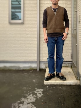 「Buzz Rickson's（バズリクソンズ）のアイテム（ベスト）」を使った、sawaさん（メンズ・172cm）の春コーディネート