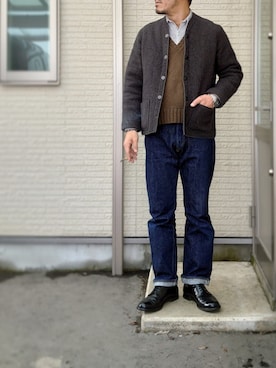 「Buzz Rickson's（バズリクソンズ）のアイテム（ベスト）」を使った、sawaさん（メンズ・172cm）の冬コーディネート