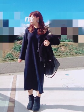 「フレアスリーブ」｜「アイテム（ブルゾン）」を使った、m⋆mさん（レディース・154cm）の冬コーディネート