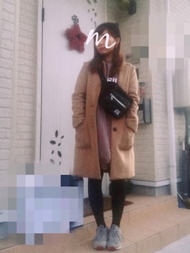 「スウェットワンピース」｜「アイテム（チェスターコート）」を使った、m⋆mさん（レディース・154cm）の冬コーディネート
