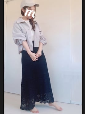 「透かし編みスカート」｜「アイテム（その他アウター）」を使った、m⋆mさん（レディース・154cm）の春コーディネート