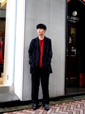 「SUNSEA（サンシー）のアイテム」を使った、三上翼さん（メンズ・177cm）の秋コーディネート