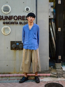 「umit benan（ウミットベナン）のアイテム」を使った、三上翼さん（メンズ・177cm）の秋コーディネート