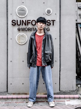 「アイテム（ミリタリージャケット）」を使った、三上翼さん（メンズ・177cm・20代）の秋コーディネート