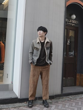 「no brand（ノーブランド）のアイテム（その他アウター）」を使った、三上翼さん（メンズ・177cm）の冬コーディネート