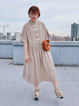 チャイナボタンシャツワンピースを使った人気ファッションコーディネート Wear