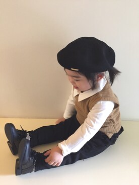 「おんなのこコーデ」｜「アイテム（ハンチング/ベレー帽）」を使った、MIYAさん（キッズ・80cm）の夏コーディネート