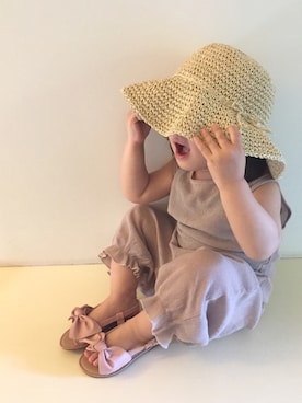「petit main（プティマイン）のアイテム（キャミソール）」を使った、MIYAさん（キッズ・80cm）の夏コーディネート
