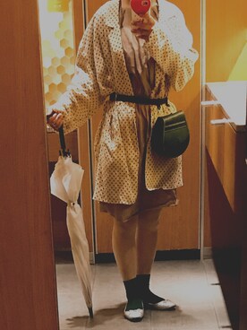 「雨」｜「アイテム（財布/小物）」を使った、さほさん（レディース・158cm）の春コーディネート