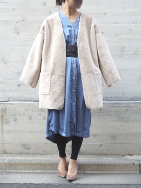 「ファー」｜「アイテム（シャツワンピース）」を使った、yuuuukaさん（レディース・158cm）の秋コーディネート