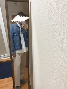 「UNIQLO（ユニクロ）のデニムジャケット（ブルゾン、ブルー系）」を使った、yusukeさん（メンズ・174cm）の春コーディネート