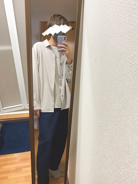 「Loose/ルース（ルース）のドレープ ルーズ シャツ（シャツ/ブラウス、グレー系）」を使った、yusukeさん（メンズ・174cm）の春コーディネート