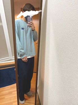 「HARE（ハレ）のVチェーンネックレス(HARE)（ネックレス、シルバー系）」を使った、yusukeさん（メンズ・174cm）の春コーディネート