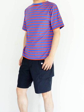 「SAINT JAMES（セントジェームス）のアイテム（Tシャツ/カットソー、その他）」を使った、林努さん（メンズ）の夏コーディネート