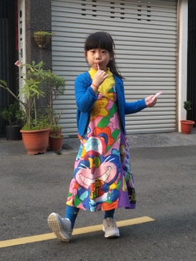 「JAM（ジャム）のアイテム（ワンピース/ドレス）」を使った、Winnie Hsuさん（キッズ・120cm）の冬コーディネート