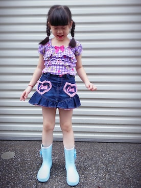 「EARTHMAGIC（アースマジック）のアイテム」を使った、Winnie Hsuさん（キッズ・120cm）の夏コーディネート