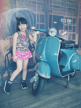 「EARTHMAGIC（アースマジック）のアイテム」を使った、Winnie Hsuさん（キッズ・120cm）の夏コーディネート