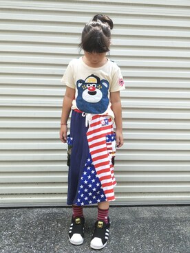 「JAM（ジャム）のアイテム」を使った、Winnie Hsuさん（キッズ・129cm）の秋コーディネート