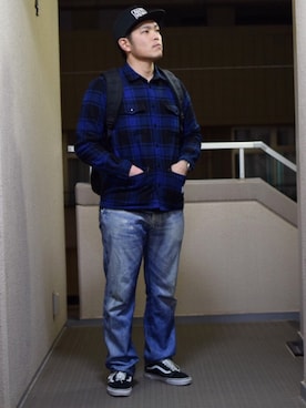 「TALKING ABOUT THE ABSTRACTION（トーキング　アバウト　ジ　アブストラクション）のアイテム（その他パンツ）」を使った、akkyさん（メンズ・174cm）の冬コーディネート