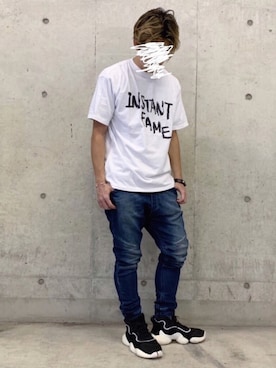 「INSTANT FAME（インスタントフェイム）のアイテム（トップス）」を使った、RUIさん（メンズ・166cm）の秋コーディネート