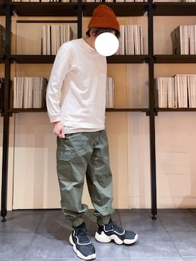 「UNIQLO（ユニクロ）のアイテム（カーゴパンツ）」を使った、RUIさん（メンズ・166cm）の冬コーディネート
