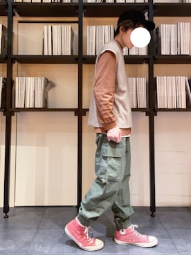 「UNIQLO（ユニクロ）のアイテム（カーゴパンツ）」を使った、RUIさん（メンズ・166cm）の冬コーディネート