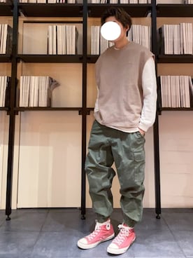 「UNIQLO（ユニクロ）のアイテム（カーゴパンツ）」を使った、RUIさん（メンズ・166cm）の冬コーディネート