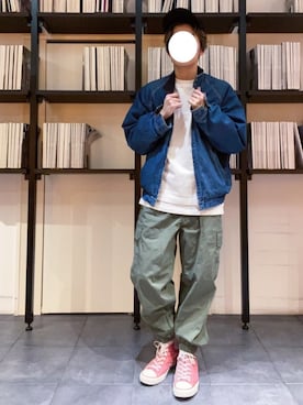 「UNIQLO（ユニクロ）のアイテム（カーゴパンツ）」を使った、RUIさん（メンズ・166cm）の冬コーディネート