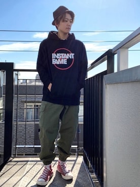 「INSTANT FAME（インスタントフェイム）のアイテム（トップス）」を使った、RUIさん（メンズ・166cm）の冬コーディネート