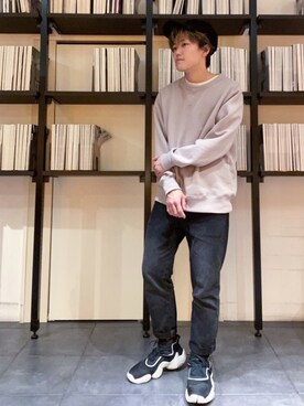 「GU（ジーユー）のアイテム（スウェット）」を使った、RUIさん（メンズ・166cm）の冬コーディネート
