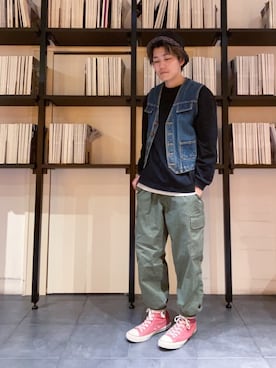 「UNIQLO（ユニクロ）のアイテム（カーゴパンツ）」を使った、RUIさん（メンズ・166cm）の冬コーディネート