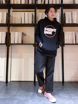 「INSTANT FAME（インスタントフェイム）のアイテム（トップス）」を使った、RUIさん（メンズ・166cm）の冬コーディネート