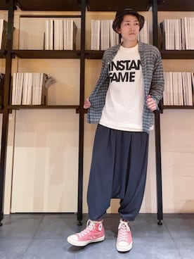 「INSTANT FAME（インスタントフェイム）のアイテム（トップス）」を使った、RUIさん（メンズ・166cm）の春コーディネート