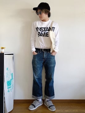 「INSTANT FAME（インスタントフェイム）のアイテム（トップス）」を使った、RUIさん（メンズ・166cm）の春コーディネート
