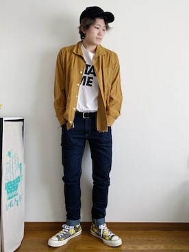 「INSTANT FAME（インスタントフェイム）のアイテム（トップス）」を使った、RUIさん（メンズ・166cm）の春コーディネート