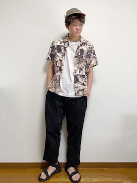 「UNIQLO（ユニクロ）のエアリズムコットンオーバーサイズTシャツ（5分袖）（Tシャツ/カットソー）」を使った、RUIさん（メンズ・166cm）の春コーディネート