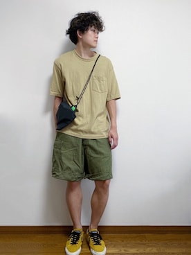 「アイテム（スニーカー、イエロー系）」を使った、RUIさん（メンズ・166cm）の夏コーディネート