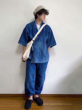 「アイテム（その他アウター、ブルー系）」を使った、RUIさん（メンズ・166cm）の夏コーディネート